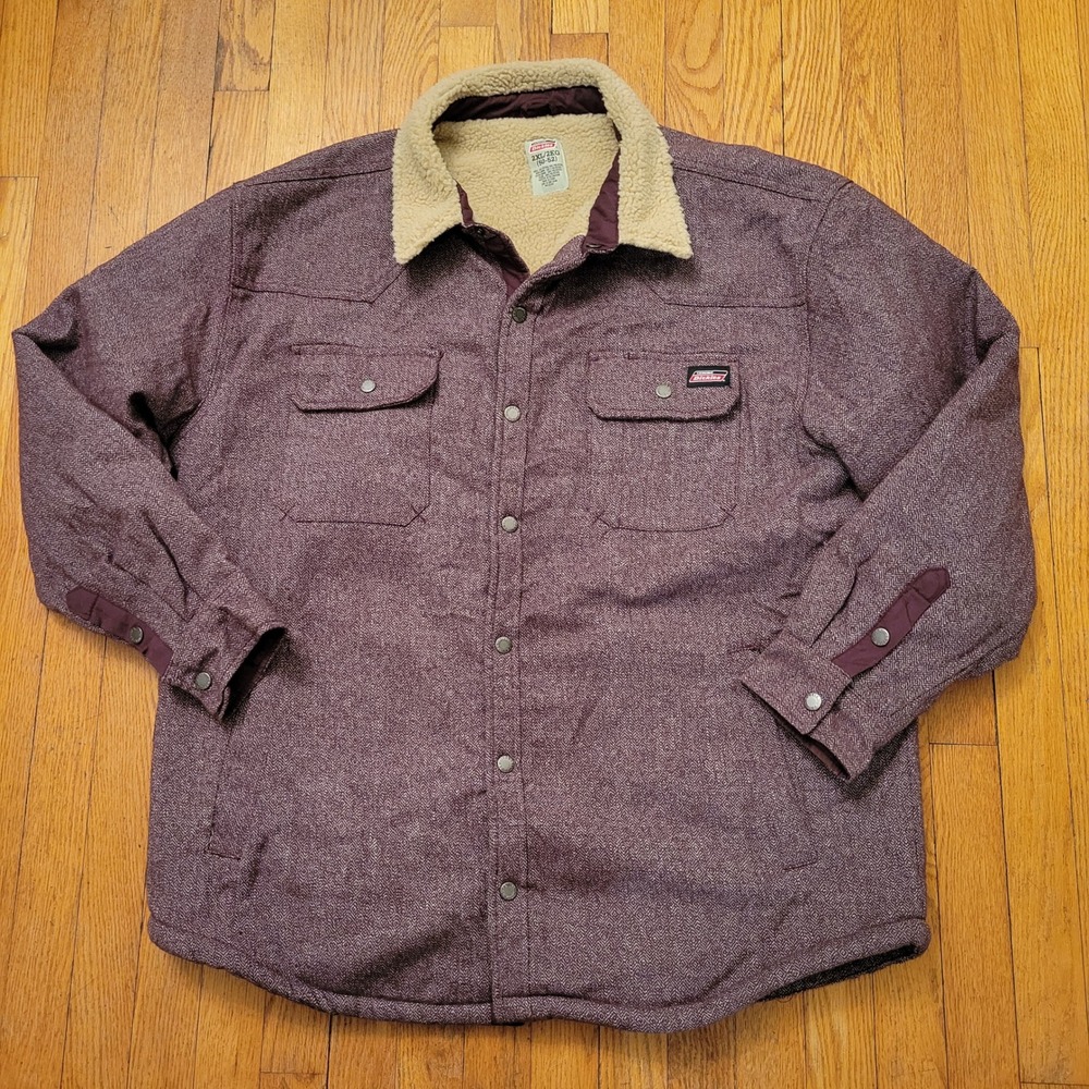 Dickies 2XL 50 52 Red Sherpa Lined Work Shirt Jacket Barn Chore Coat Shacket